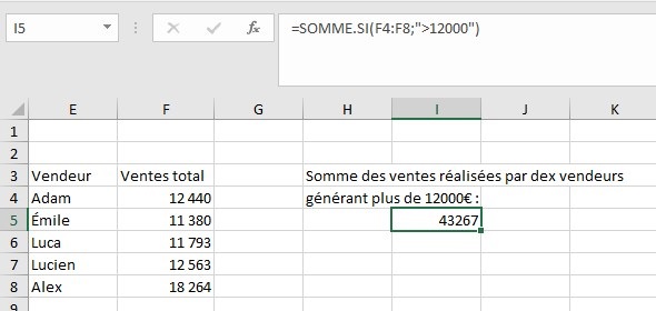 Excel formation - la fonction somme si