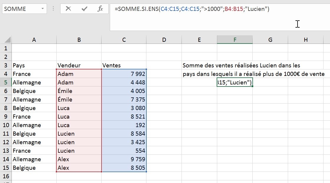 Excel formation - la fonction somme si ens