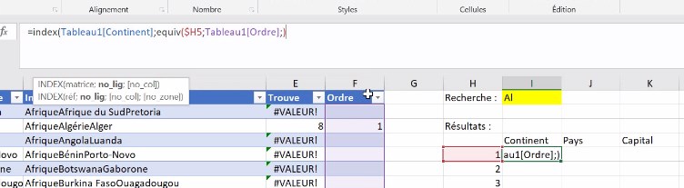 Excel formation - video comment crer un moteur de recherche filtres labors