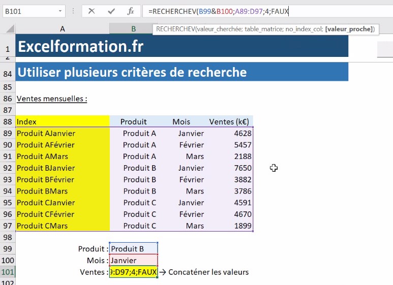 Excel formation - formation vido gratuite tout absolument tout savoir sur la formule recherchev