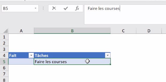 Excel formation - video crer une check list dynamique todo courses fournitures scolaires vacances mariage