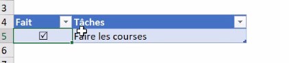 Excel formation - video crer une check list dynamique todo courses fournitures scolaires vacances mariage