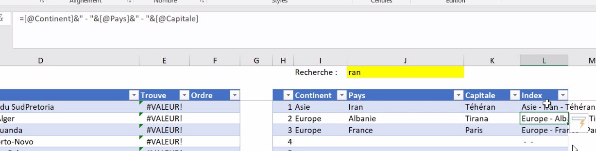 Excel formation - video comment ajouter la saisie semi automatique  votre moteur de recherche excel