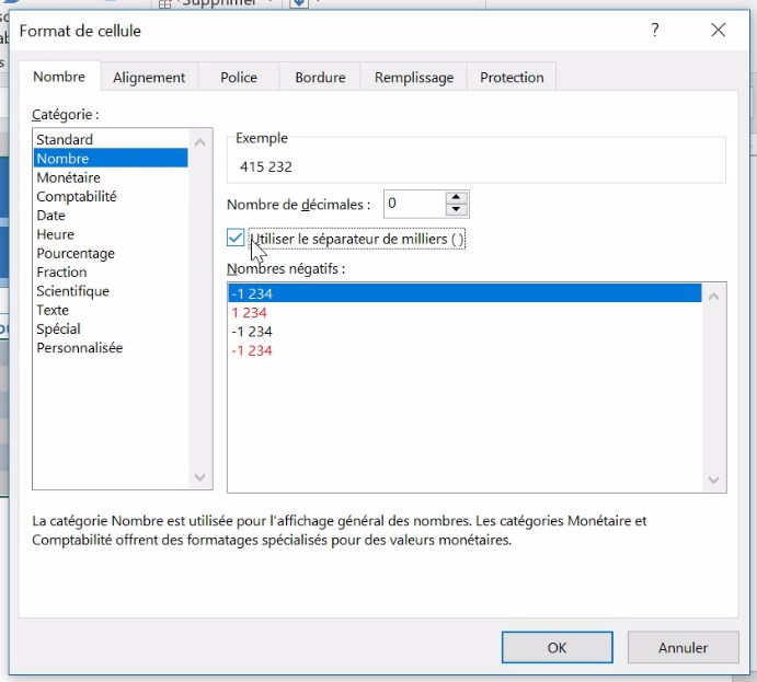 Excel formation - video comment afficher des donnes en milliers d euros k