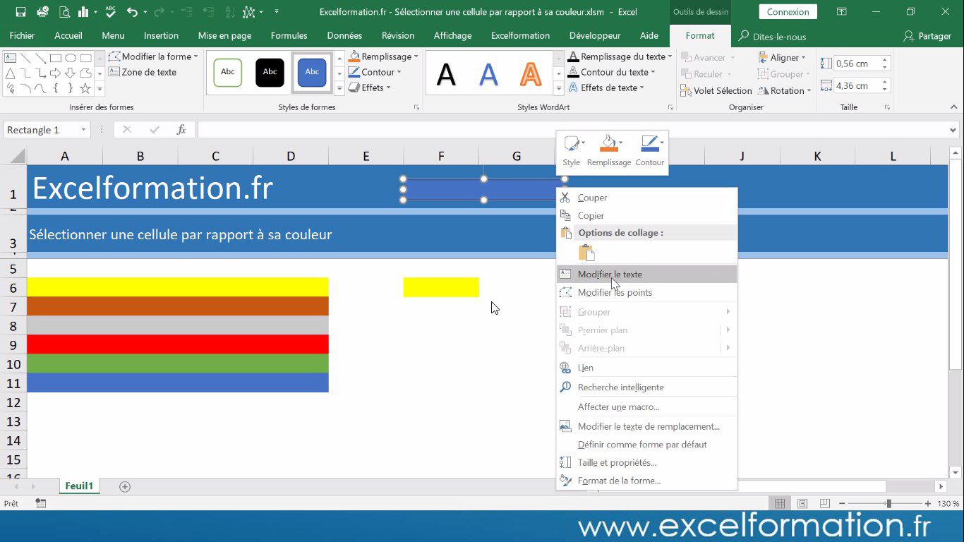 Excel formation - video comment slectionner les cellules de mme couleur