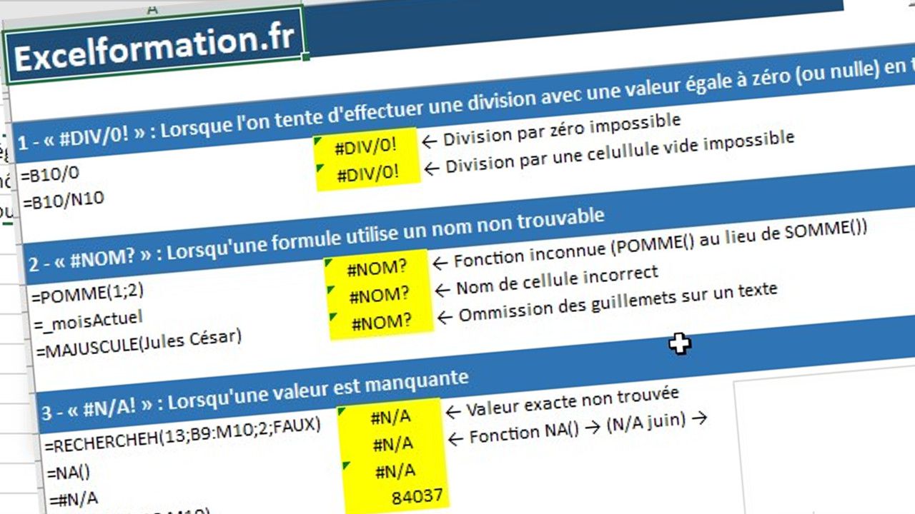 [VIDEO]Comment comprendre et corriger les erreurs de formule Excel ?