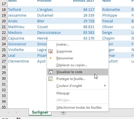 Excel formation - Comment surligner la ligne active - 11