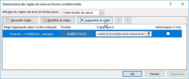 Excel formation - Comment surligner la ligne active - 20