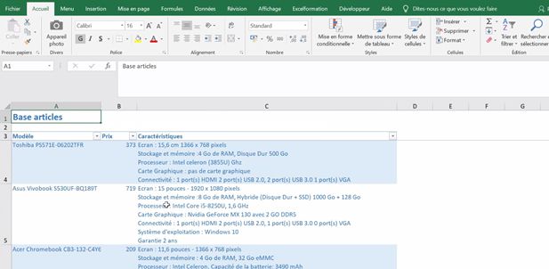 Excel formation - Ajuster la taille de cellule - 01