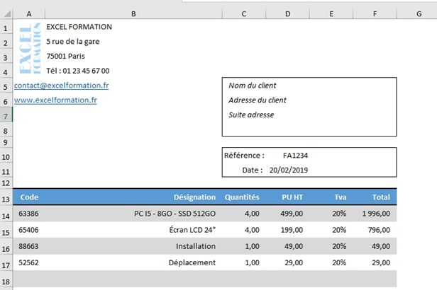Excel formation - Comment créer et dupliquer un modèle de saisie à l'infini - 01