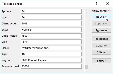 Excel formation - Comment créer un formulaire de saisie sans macro - 20