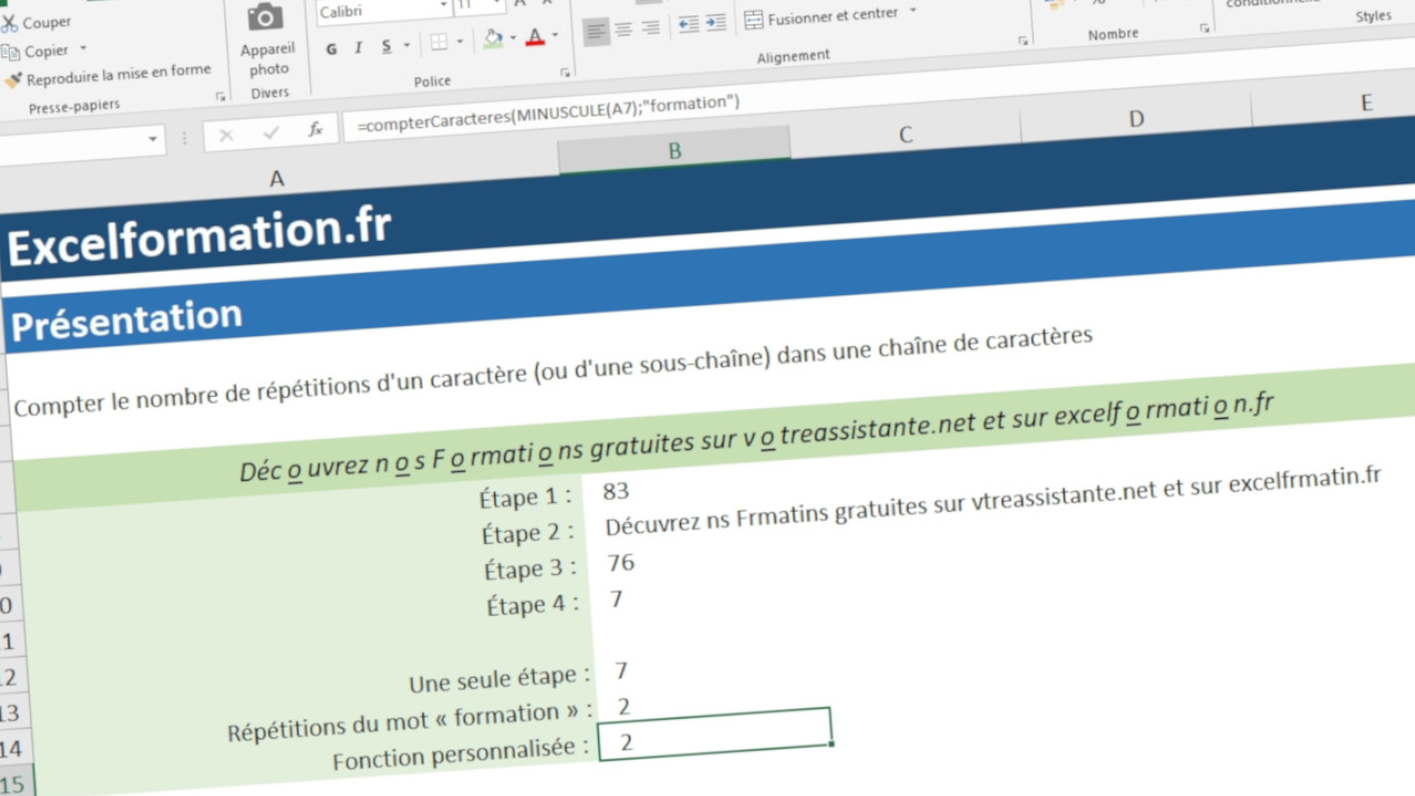 Comment compter les répétitions de caractères dans une cellule et créer une fonction personnalisée