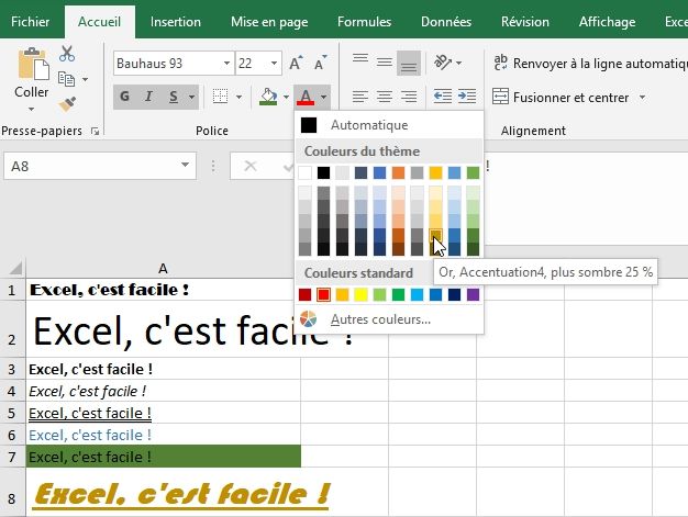 Excel formation - Apprendre Excel - Mettre en forme les cellules - 18