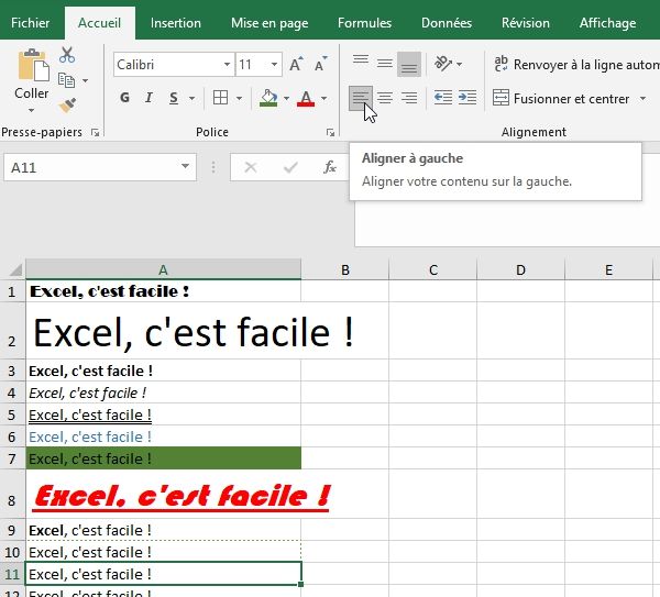 Excel formation - Apprendre Excel - Mettre en forme les cellules - 27