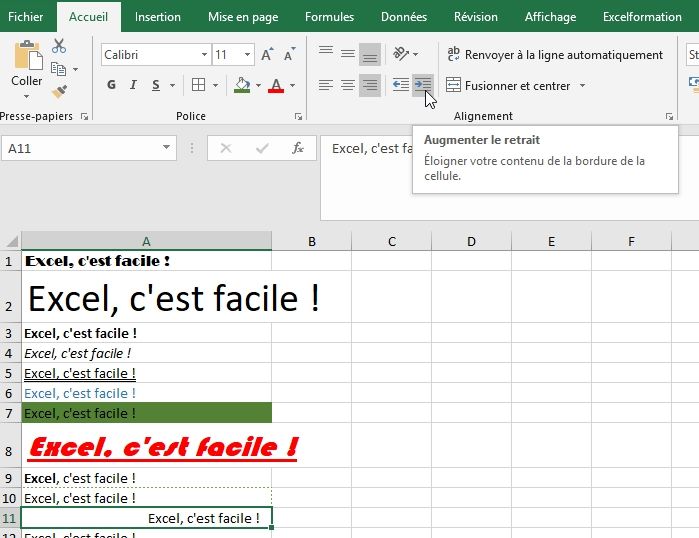 Excel formation - Apprendre Excel - Mettre en forme les cellules - 30
