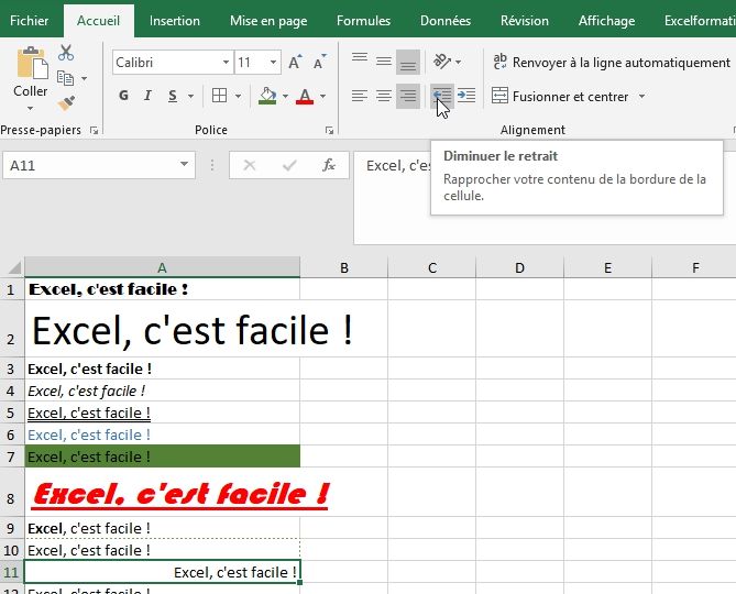 Excel formation - Apprendre Excel - Mettre en forme les cellules - 31