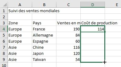 Excel formation - Apprendre Excel - Saisir des données dans un tableau - 16