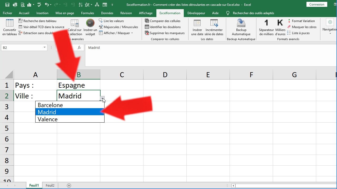 Comment créer des listes déroulantes en cascade (dépendantes) sur Excel