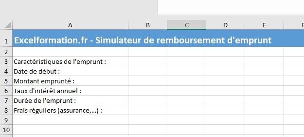 Comment Creer Un Simulateur D Amortissement D Emprunt Bancaire Sur Excel Excel Formation