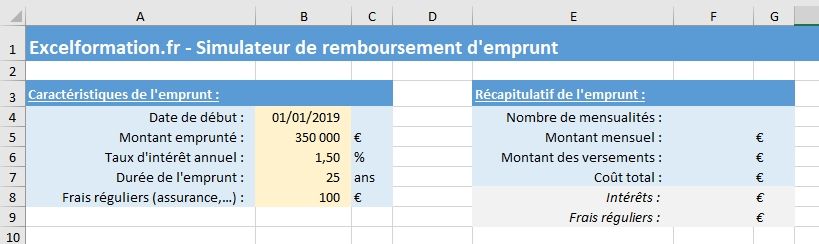 Excel formation - Comment créer un simulateur d'emprunt bancaire sur Excel - 04