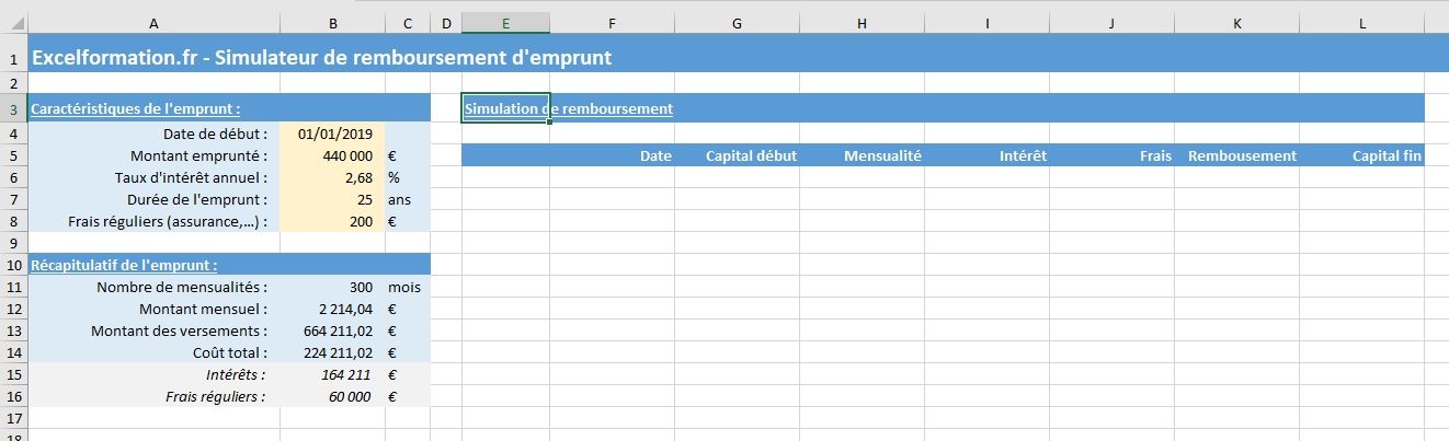 Excel formation - Comment créer un simulateur d'emprunt bancaire sur Excel - 09