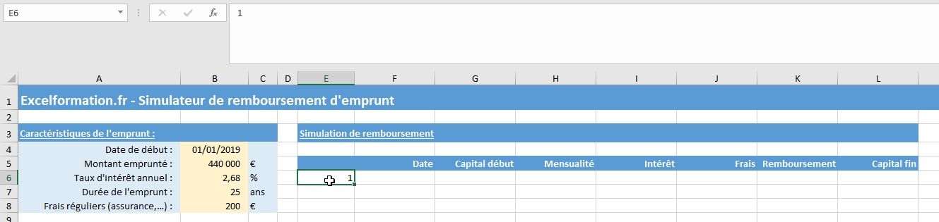 Excel formation - Comment créer un simulateur d'emprunt bancaire sur Excel - 10