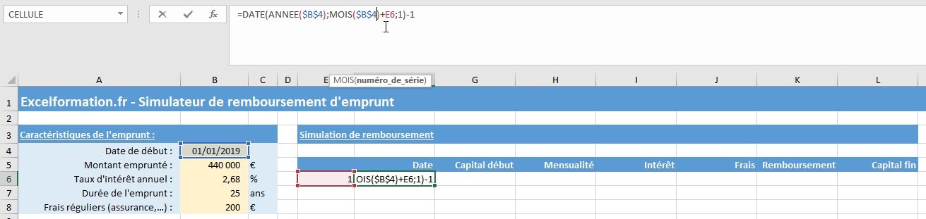 Excel formation - Comment créer un simulateur d'emprunt bancaire sur Excel - 11