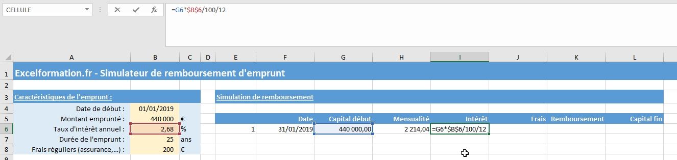 Excel formation - Comment créer un simulateur d'emprunt bancaire sur Excel - 14