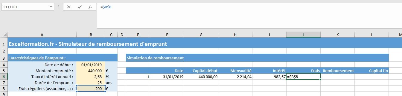 Excel formation - Comment créer un simulateur d'emprunt bancaire sur Excel - 15