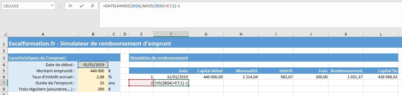 Excel formation - Comment créer un simulateur d'emprunt bancaire sur Excel - 19