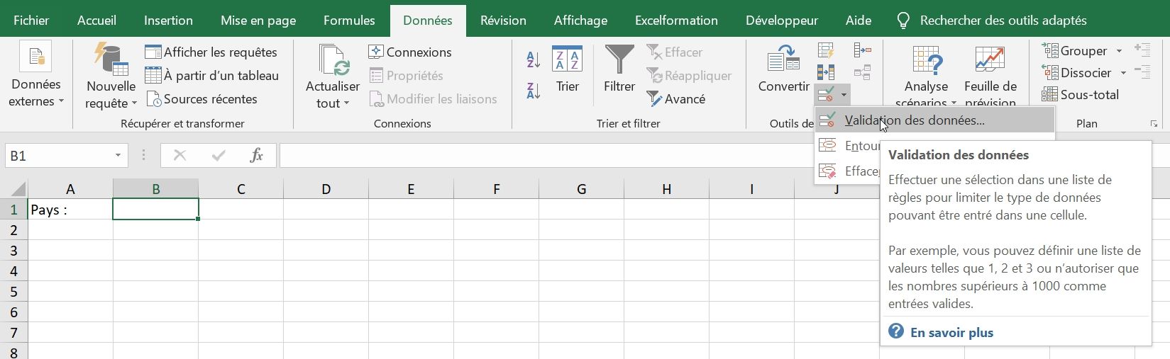 Excel formation - Comment créer une liste déroulante sans VBA sur Excel - 08