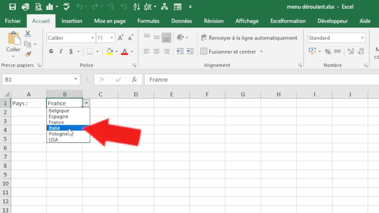 Comment créer une liste déroulante sans VBA sur Excel