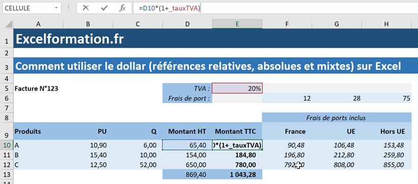 Excel formation - Le symbole dollar - 08