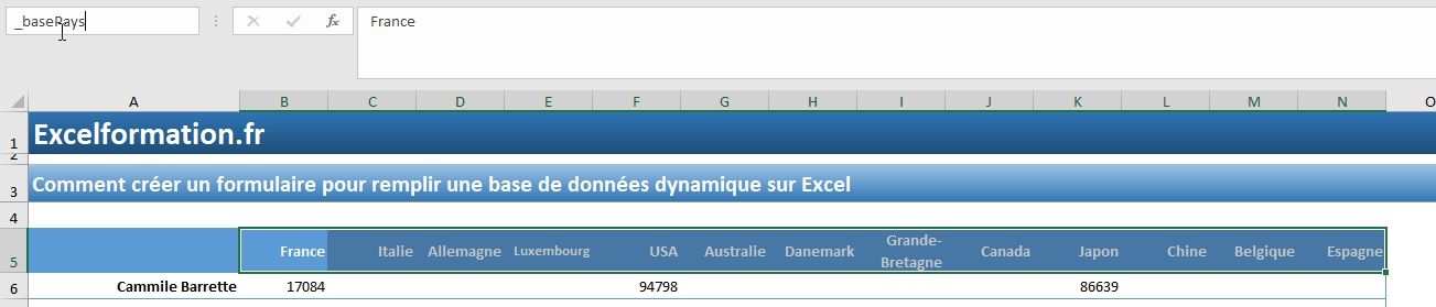 Excel formation - Formulaire pour remplir une base - 05