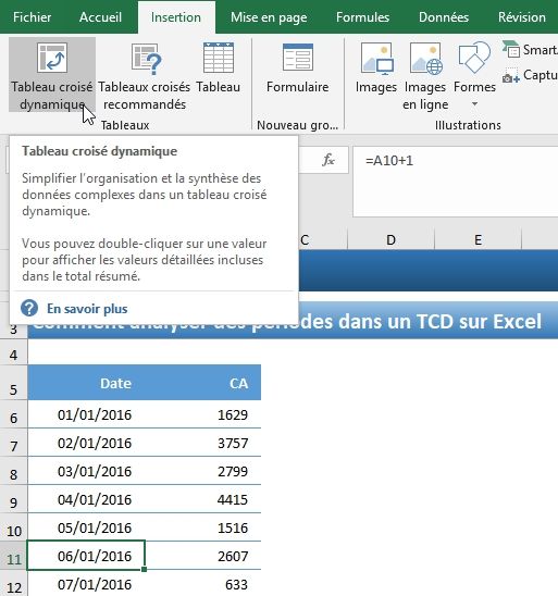 Excel formation - Regrouper les dates par périodes - 02