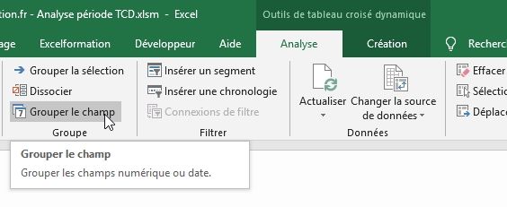 Excel formation - Regrouper les dates par périodes - 09