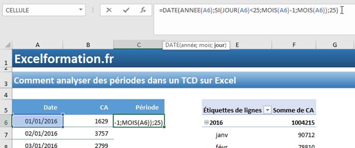 Excel formation - Regrouper les dates par périodes - 13