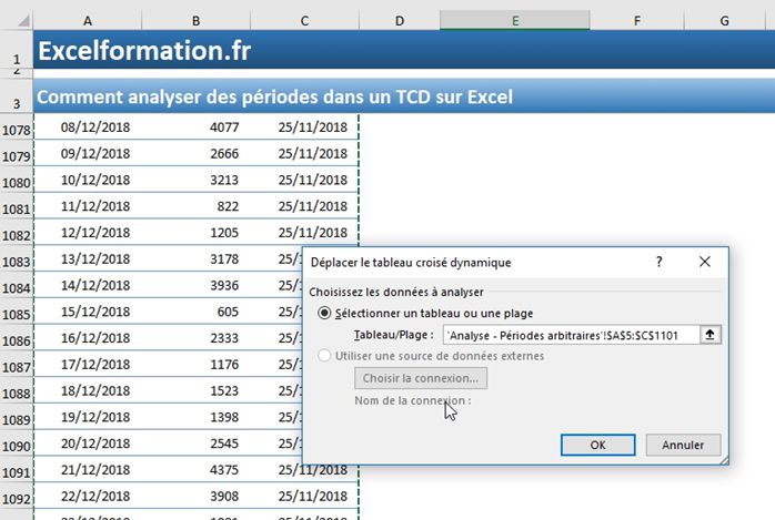 Excel formation - Regrouper les dates par périodes - 18