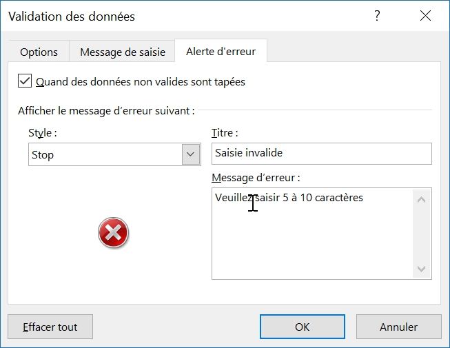 Excel formation - Validation de données en formule - 10