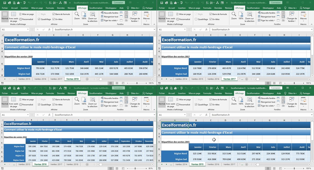 Excel formation - Afficher plusieurs onglets sur Excel - 11