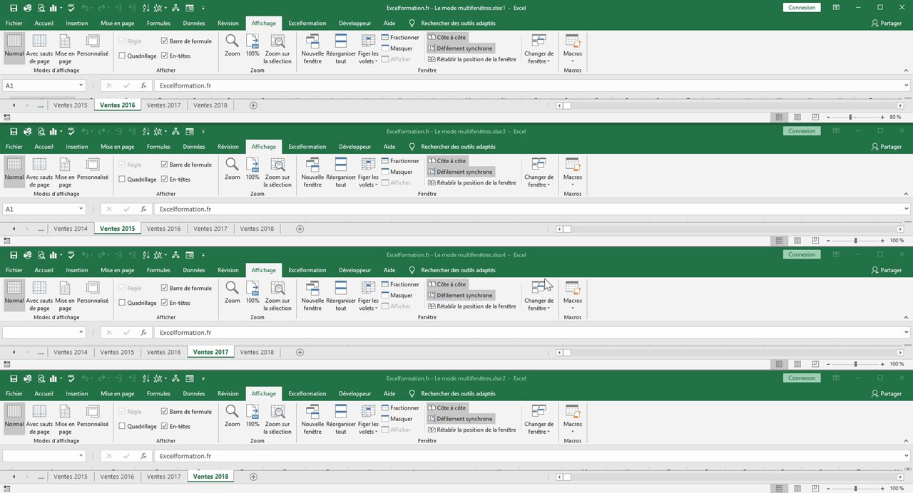 Excel formation - Afficher plusieurs onglets sur Excel - 12