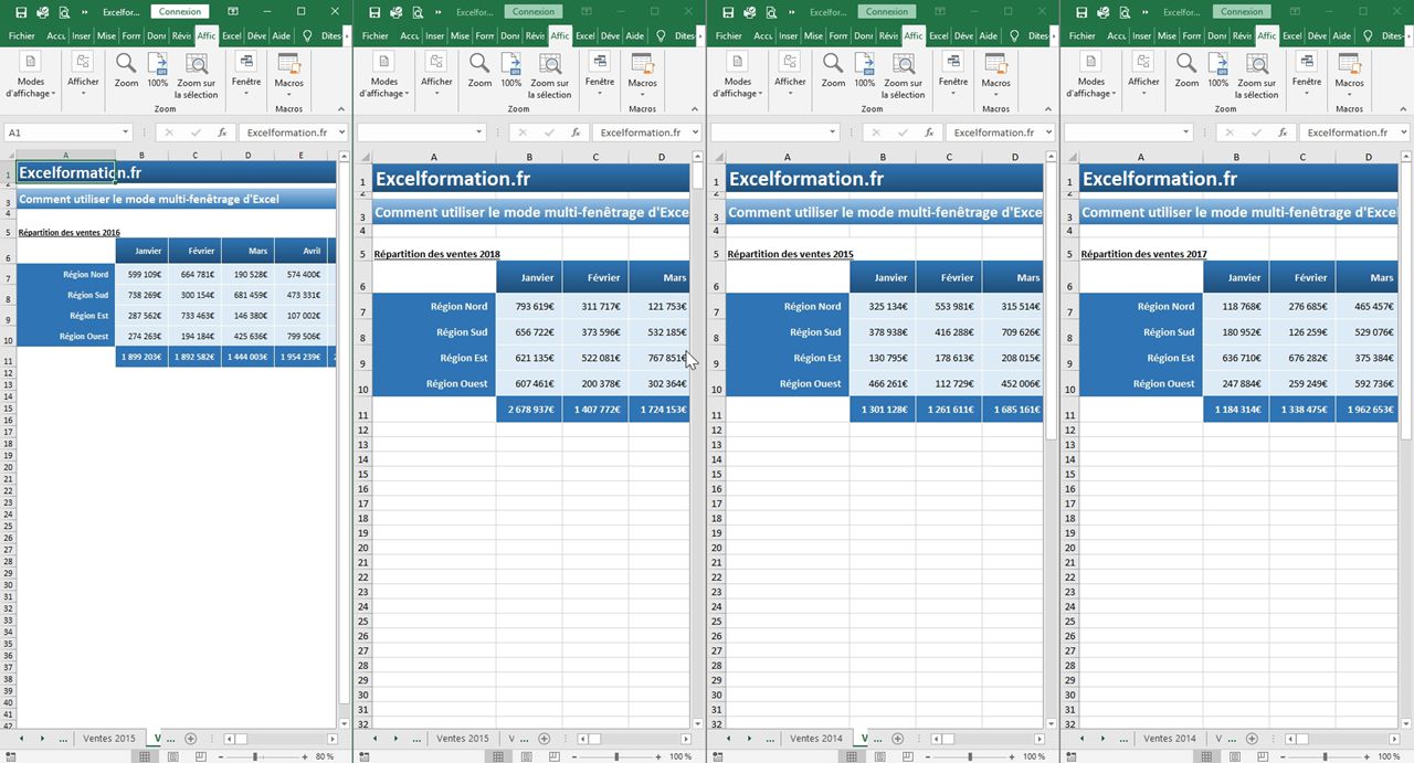 Excel formation - Afficher plusieurs onglets sur Excel - 13