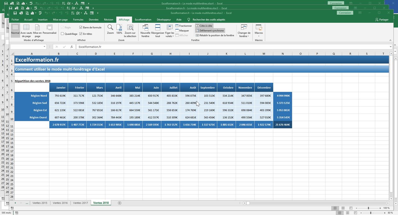 Excel formation - Afficher plusieurs onglets sur Excel - 14