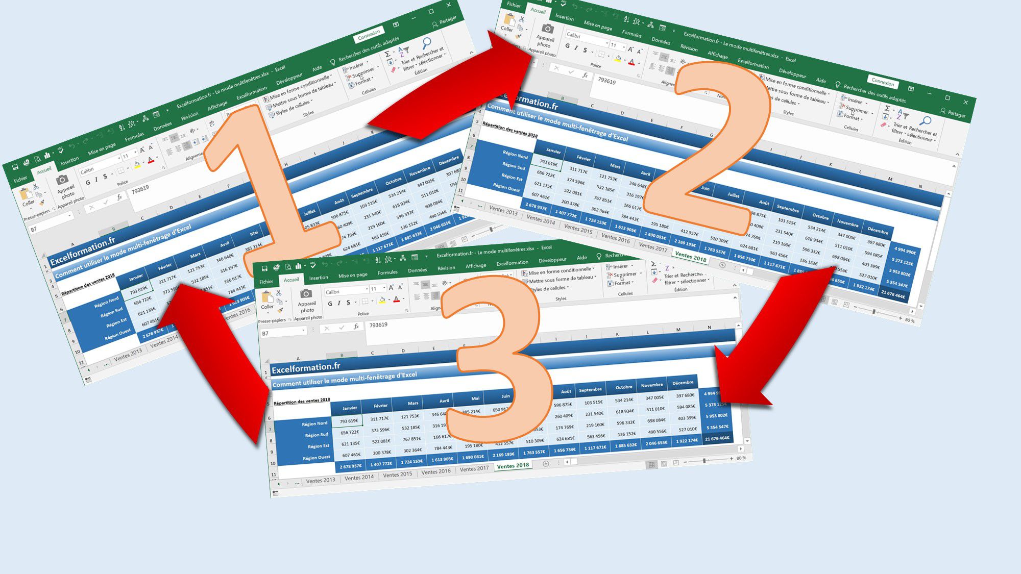Comment afficher plusieurs onglets d'un même classeur grâce au multi-fenêtrage d'Excel