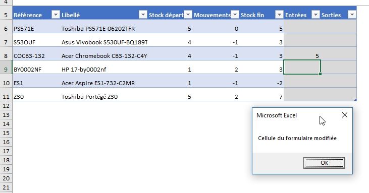 Excel formation - Comment créer un formulaire de saisie intégré - 12