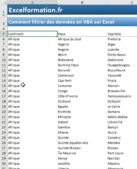 Excel formation - Filtrer données en VBA - 01