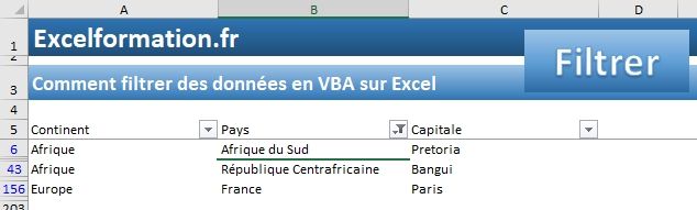 Excel formation - Filtrer données en VBA - 12