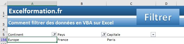 Excel formation - Filtrer données en VBA - 13