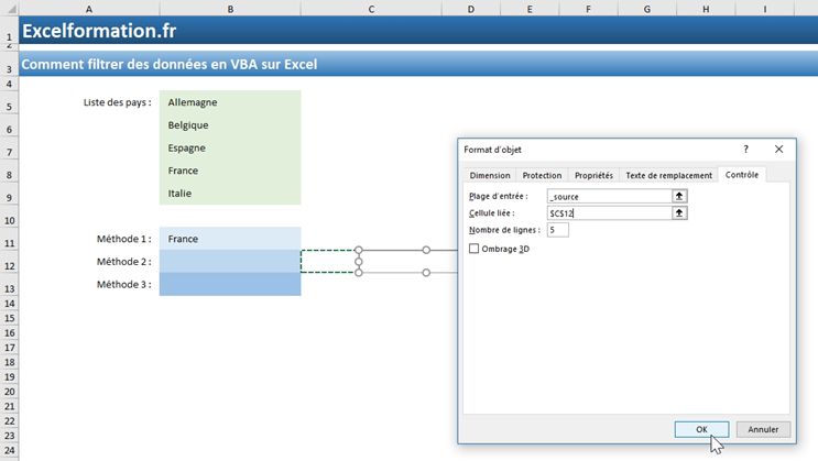 Excel formation - Les 3 types de menus déroulants d'Excel - 15