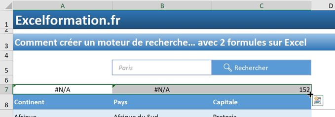 Excel formation - moteur de recherche 2 fonctions - 09